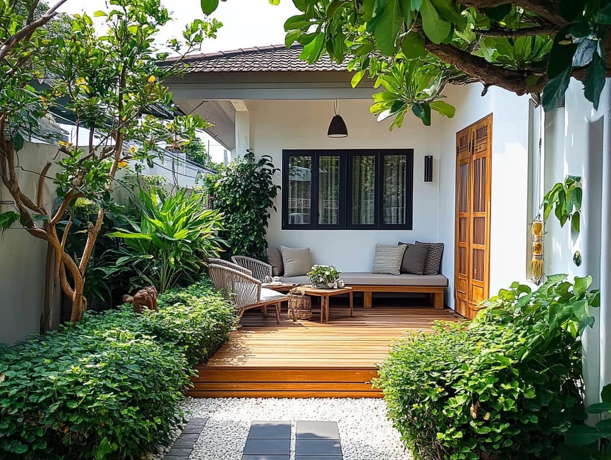 Sân vườn kết hợp không gian ngồi thư giãn